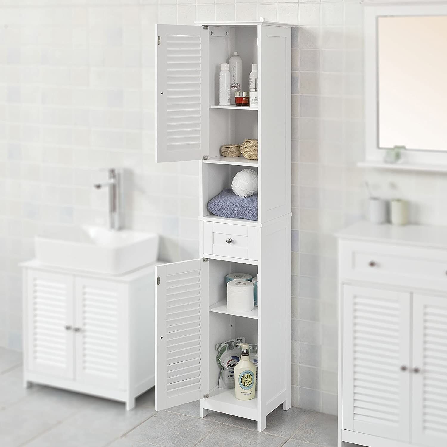 Freestanding Tall Bathroom Cabinet 170x32x30 cm Price