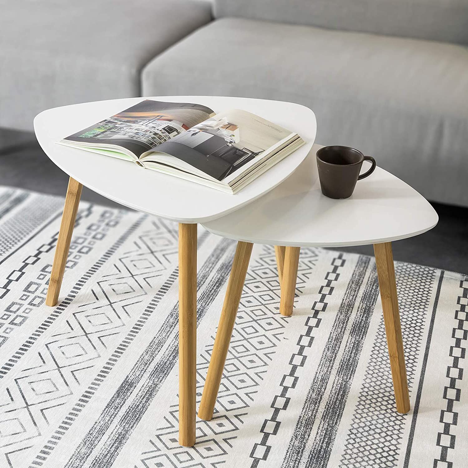 Set of 2 White Side Nesting Tables Price