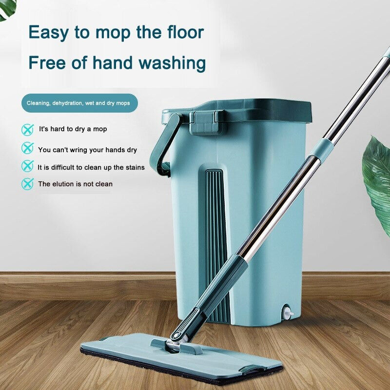 Wet Dry Flat Mop and Bucket Floor Cleaner Set with 2 Pads Price