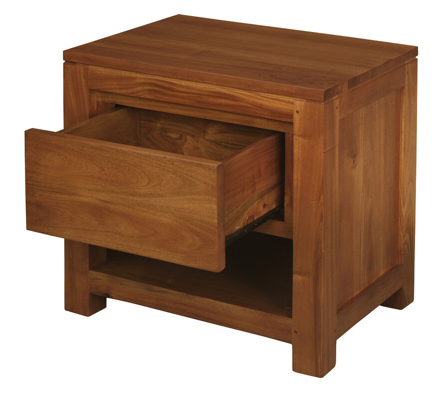 Amsterdam Solid Mahogany Timber 1 Drawer Bedside Table (Light Pecan) Price