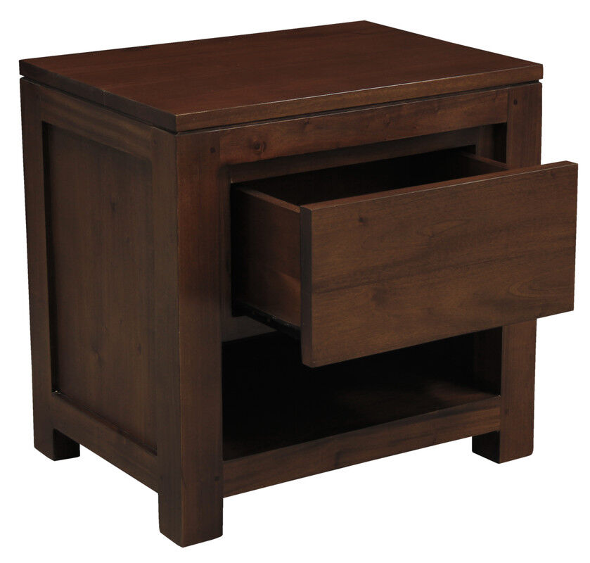 Amsterdam Solid Mahogany Timber 1 Drawer Bedside Table (Mahogany) Price