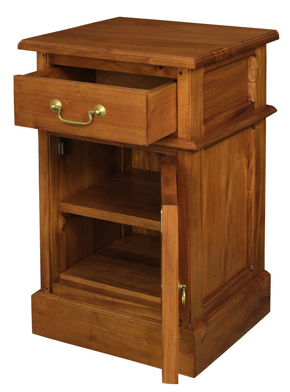 Tasmania 1 Solid Door 1 Drawer Bedside (Light Pecan) Price