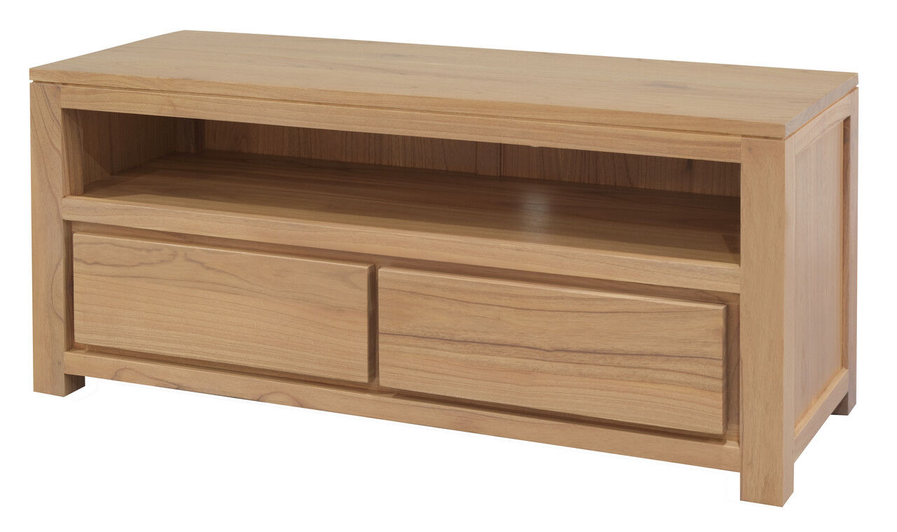 Amsterdam 2 Drawer Solid White Cedar Wood Entertainment Unit (Natural) Price