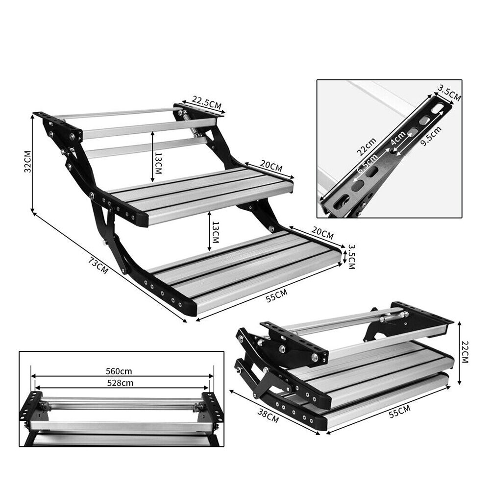 Aluminium Double Caravan Step Pull Out Folding Steps For Road RV Camper Trailer Price