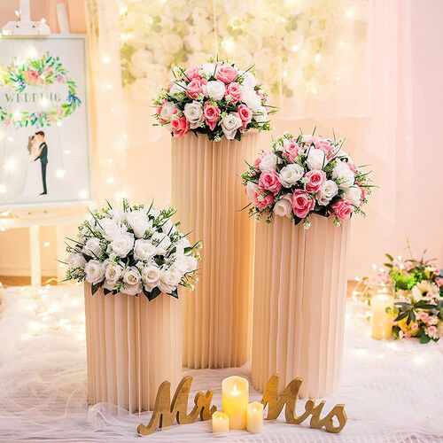 3 PCS Carboard Round Plinth Cylinder Pedestal Wedding Flower Display Stand Price