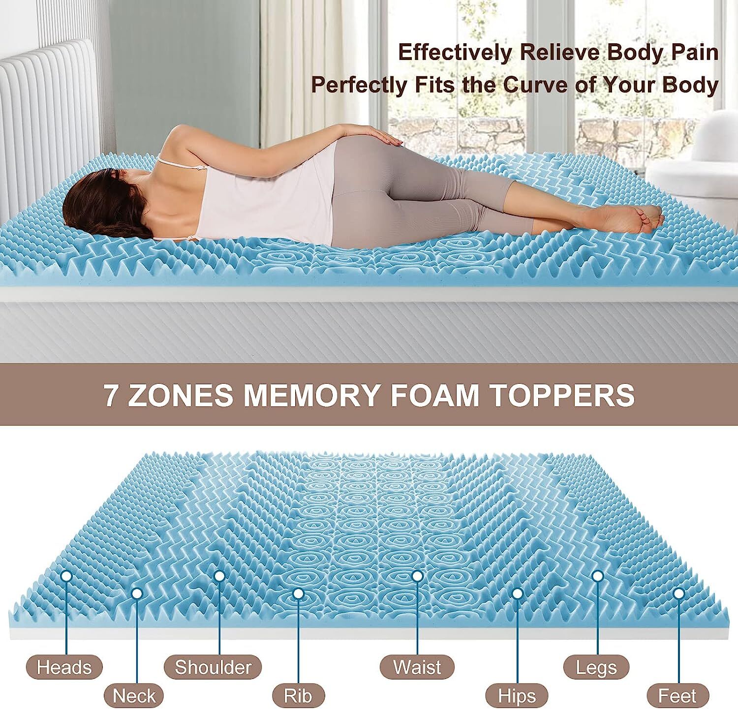 7 Zone Memory Foam Topper Mattress Toppers Cool Gel Pad Mat Medium Firm 8cm Thick 183cm x 203cm Price