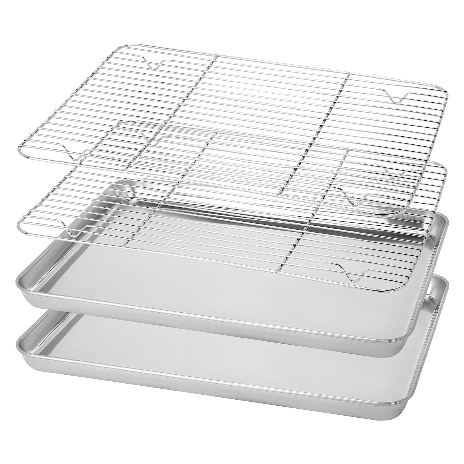 1pc Stainless Steel Baking Pan Toaster Oven Pans Grid Baking Dish BBQ Cookie Cake, 30*24cm Price