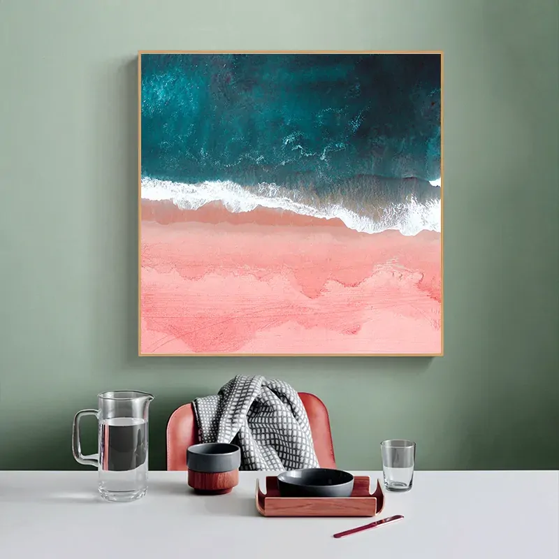 Wall Art 100cmx100cm Pink Sea Wood Frame Canvas Price