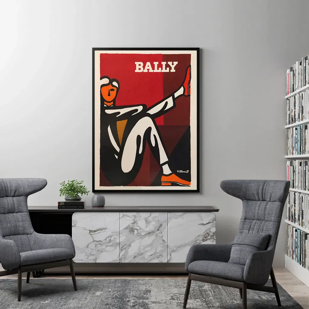 Wall Art 100cmx150cm Bally Man by Villemot Black Frame Canvas Price