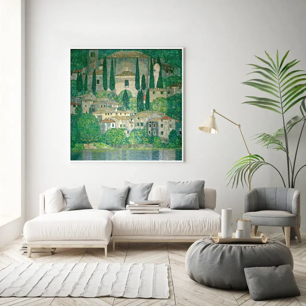 Wall Art 40cmx40cm Kirche In Cassone by Gustav Klimt White Frame Canvas Price