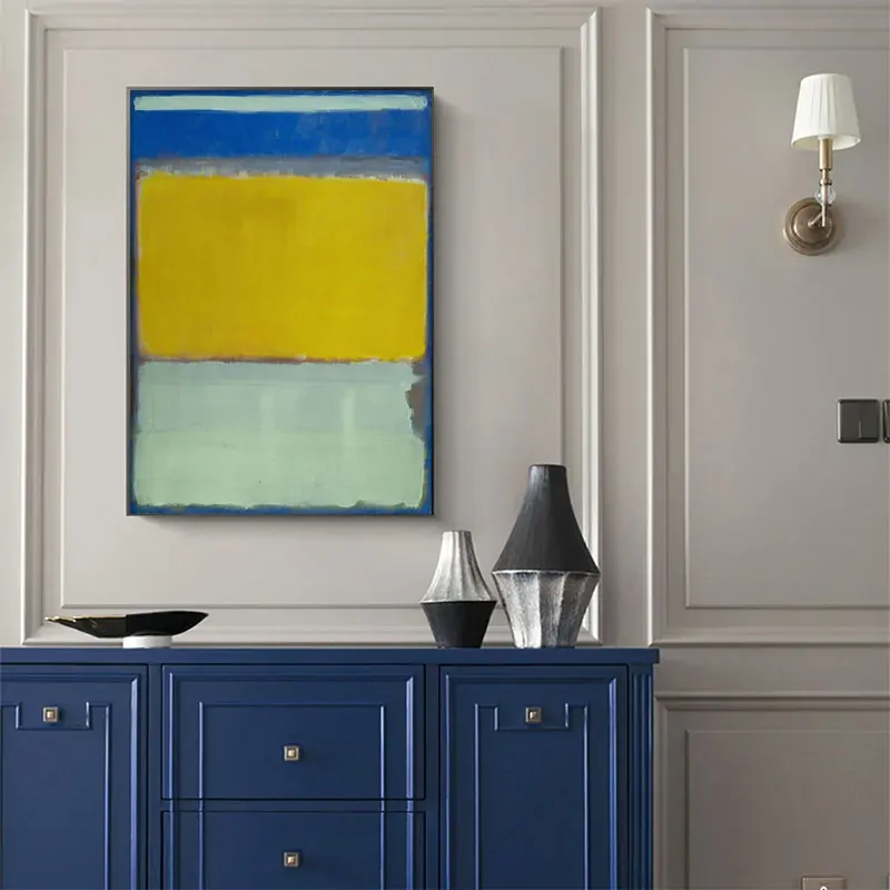 Wall Art 40cmx60cm Blue Yellow Green By Mark Rothko Black Frame Canvas Price