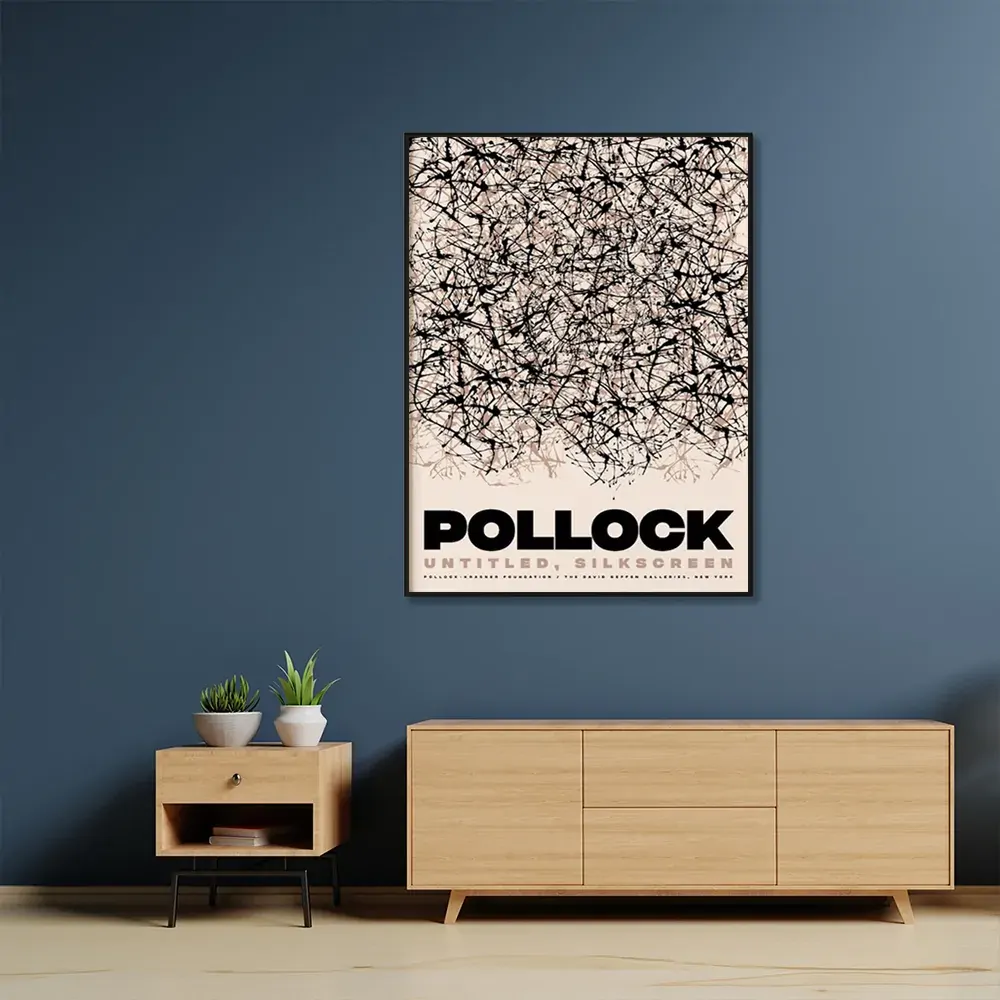 Wall Art 100cmx150cm Jackson Pollock Exhibition II Black Frame Canvas Price