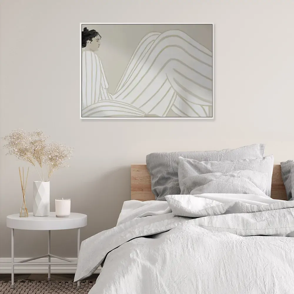 Wall Art 40cmx60cm Abstract Lady White Frame Canvas Price