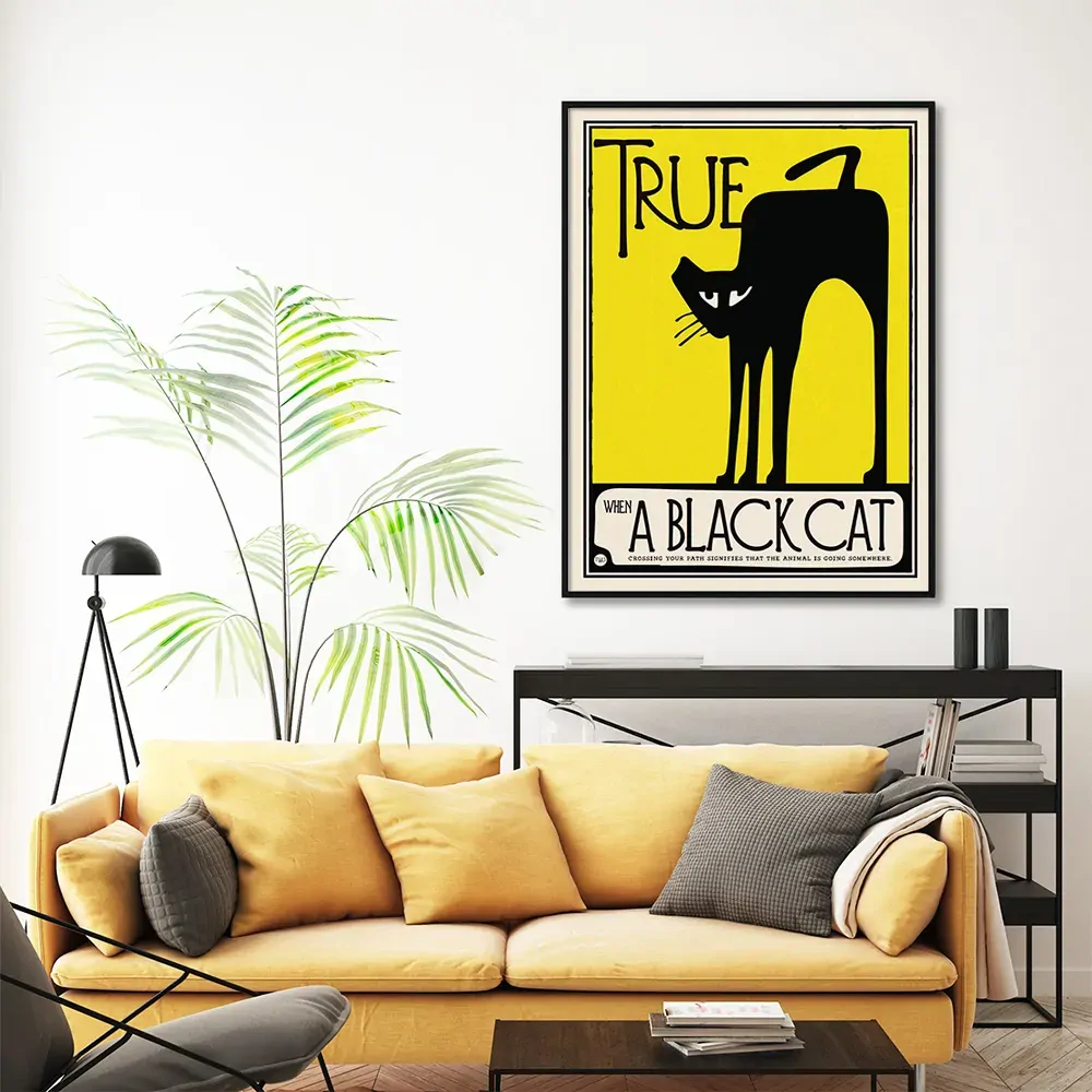 Wall Art 40cmx60cm Black Cat Black Frame Canvas Price