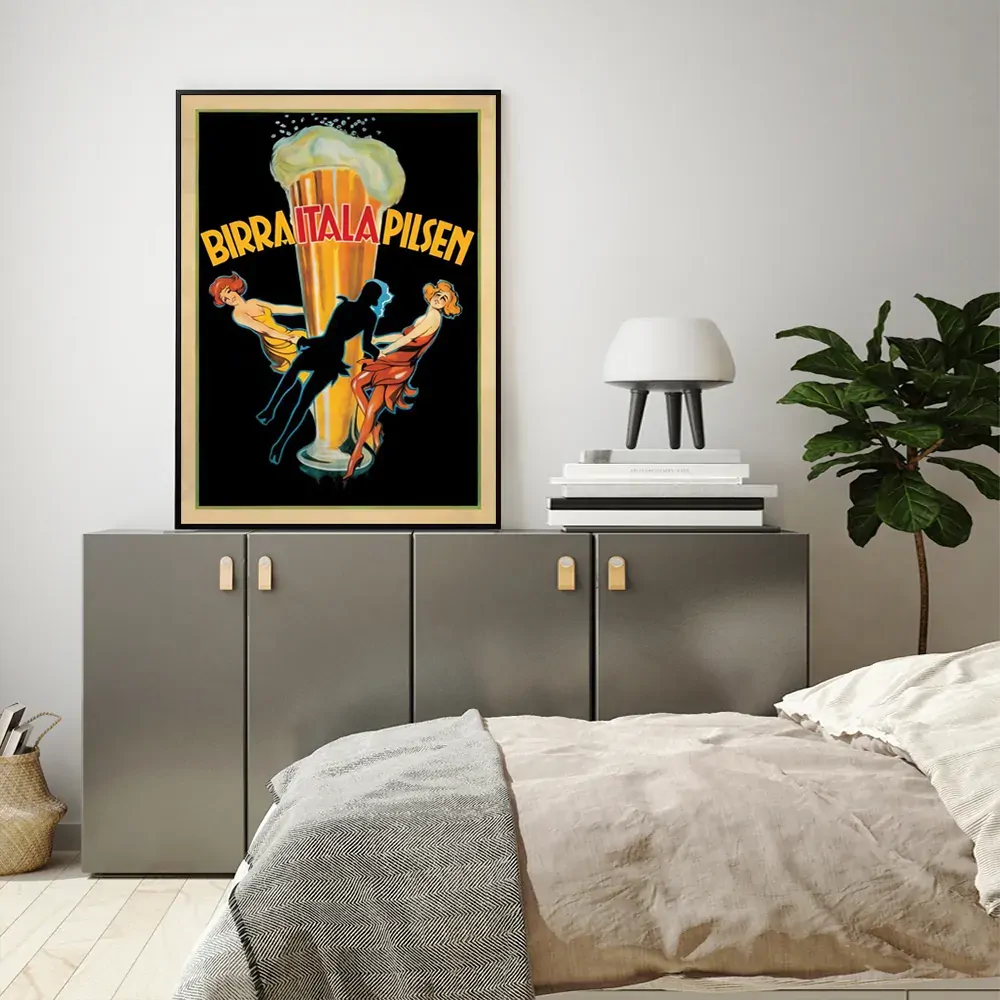 Wall Art 40cmx60cm Birra Itala Pilsen Black Frame Canvas Price