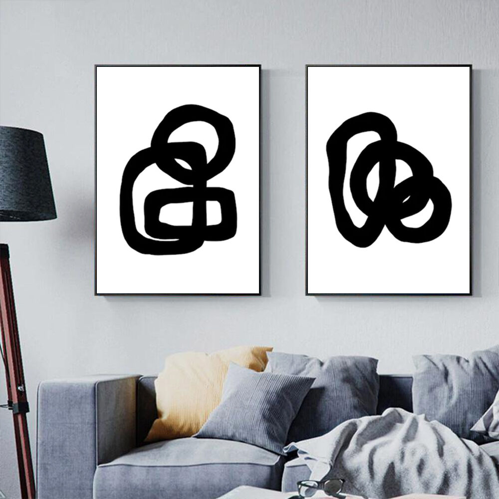 100cmx150cm Black and White 2 Sets Black Frame Canvas Wall Art Price