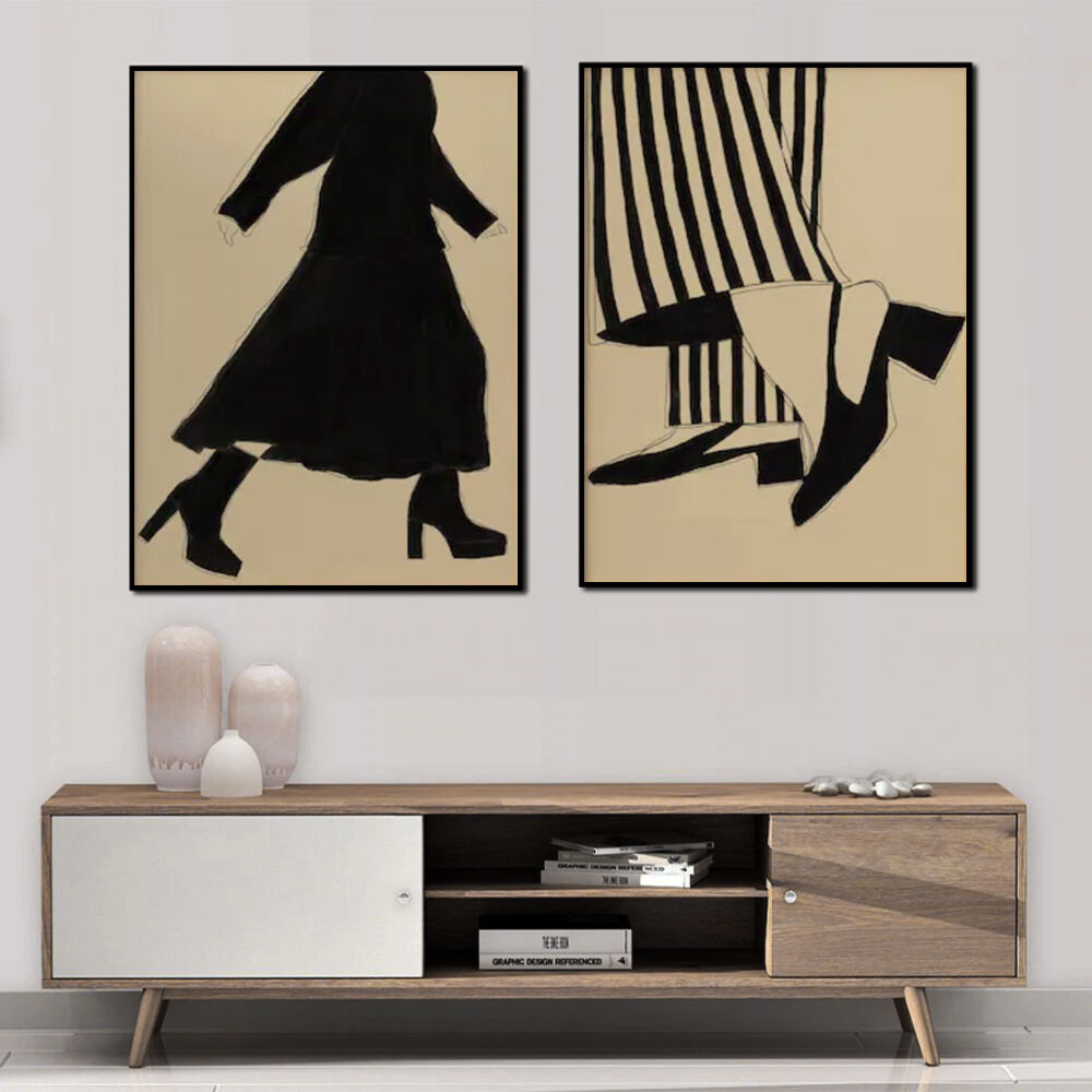 100cmx150cm Fashion Illustration 2 Sets Black Frame Canvas Wall Art Price