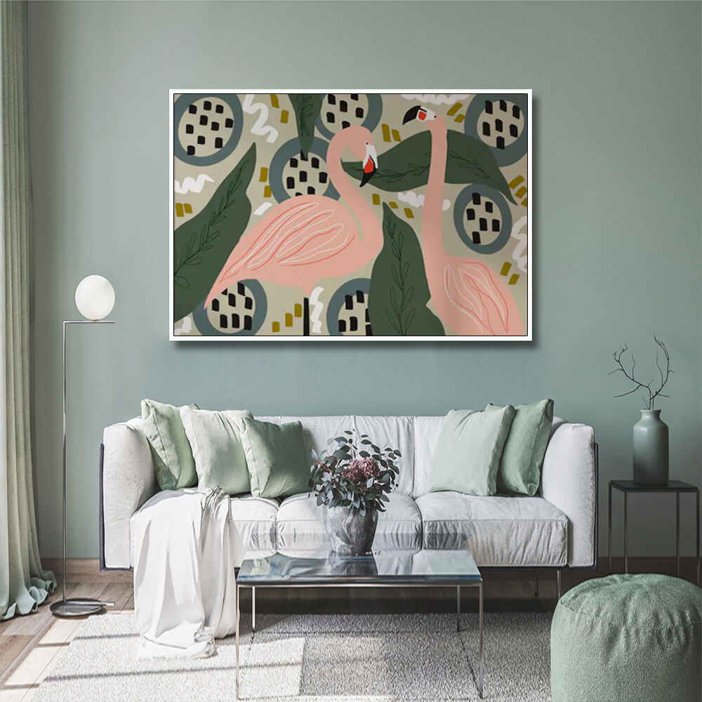 100cmx150cm Flamingo White Frame Canvas Wall Art Price