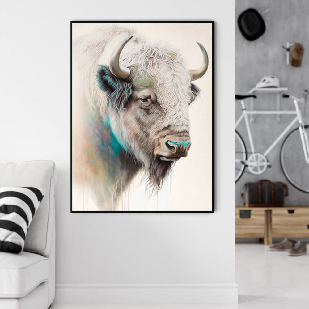 50cmx70cm Great White Buffalo Black Frame Canvas Wall Art Price