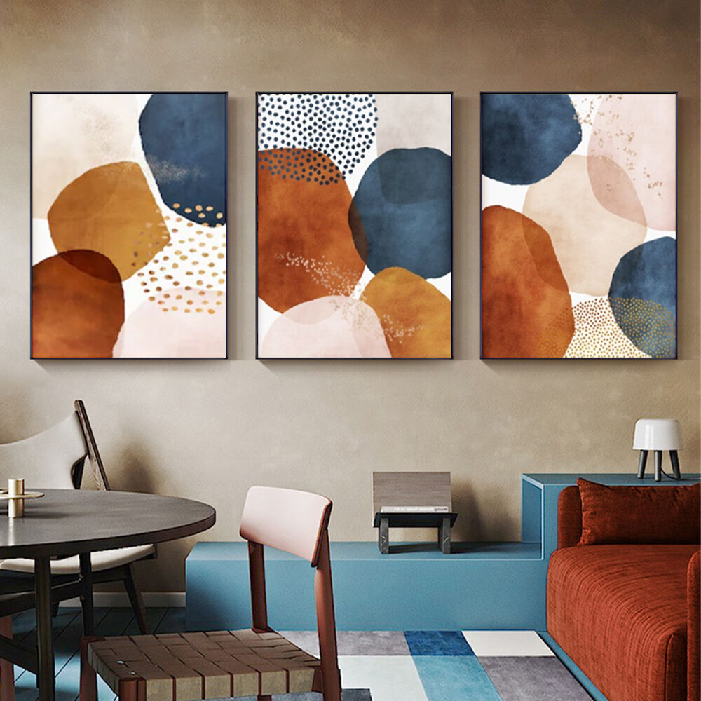 100cmx150cm Navy Pink Beige 3 Sets Black Frame Canvas Wall Art Price
