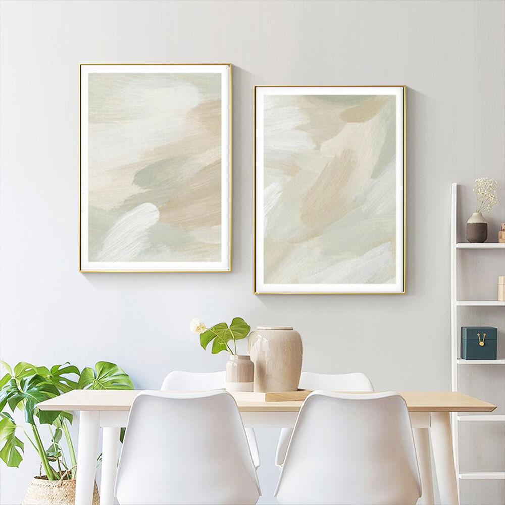 40cmx60cm Beige and Sage Green 2 Sets Gold Frame Canvas Wall Art Price