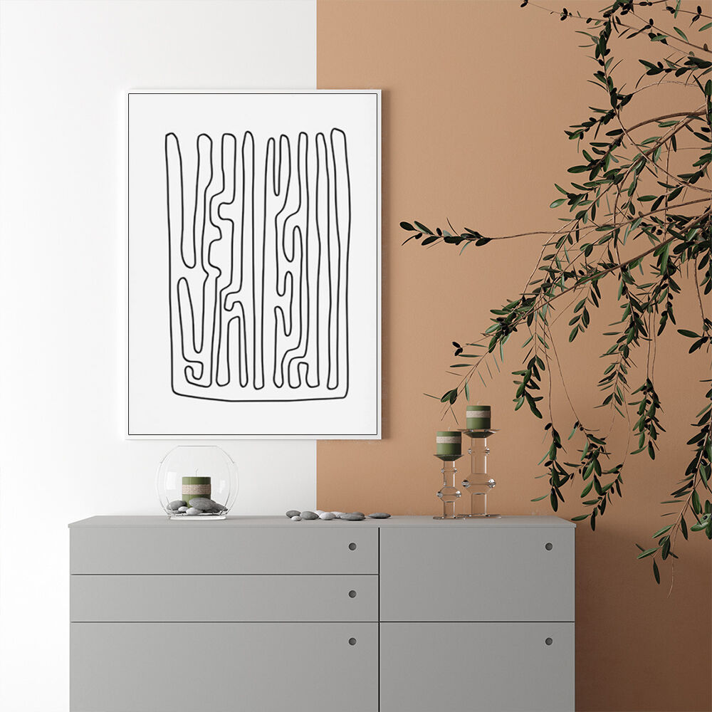 100cmx150cm Black And White Lines White Frame Canvas Wall Art Price