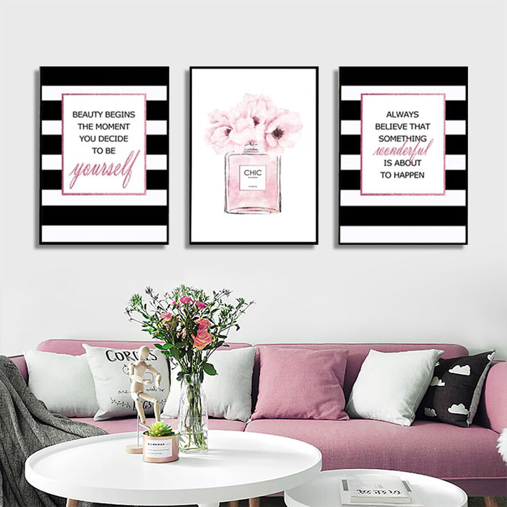 50cmx70cm Fashion Prints 3 Sets Black Frame Canvas Wall Art Price