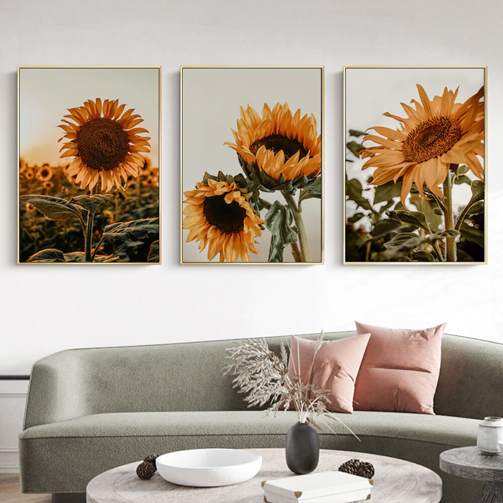 40cmx60cm Sunflower 3 Sets Gold Frame Canvas Wall Art Price