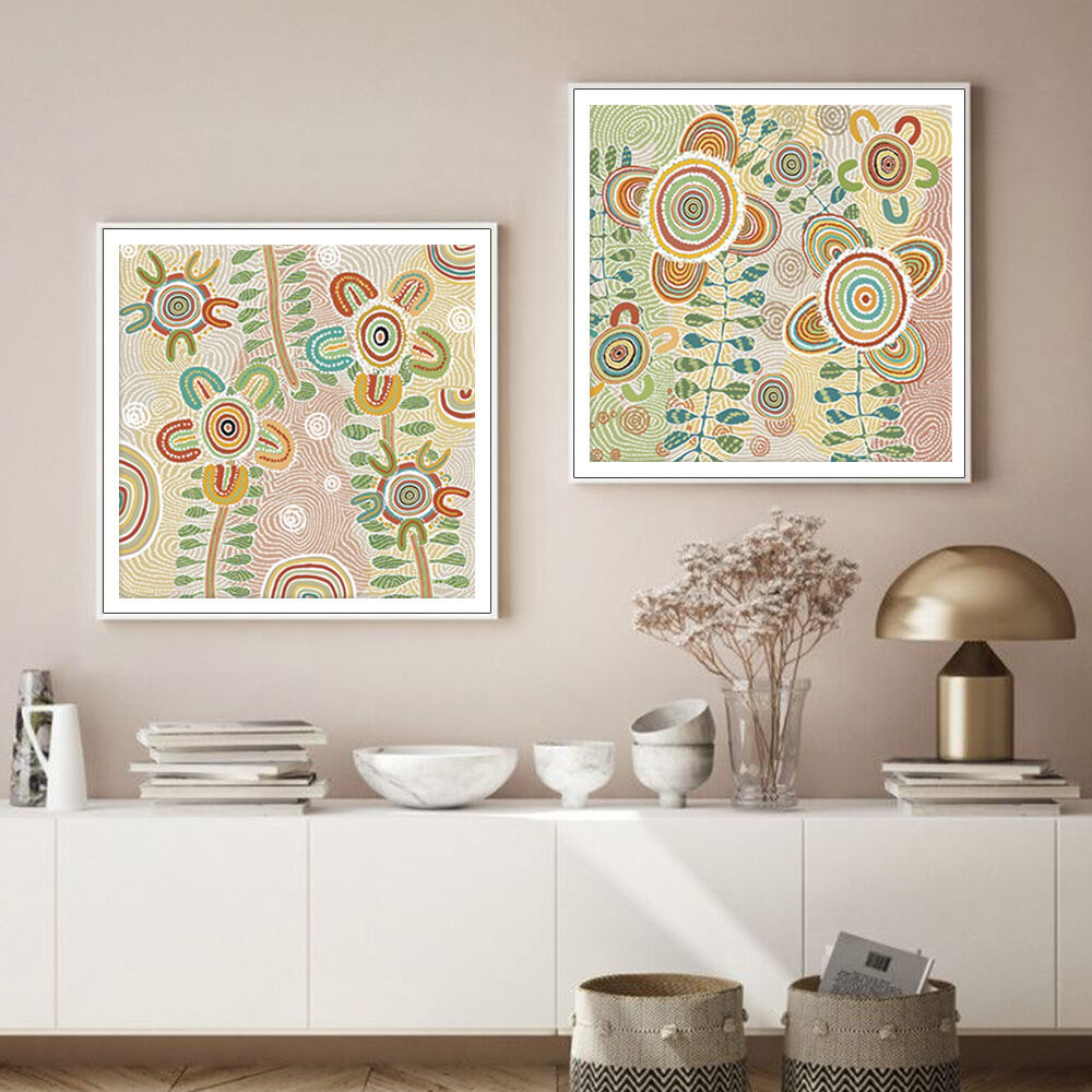 100cmx100cm Lovely Pattern 2 Sets White Frame Canvas Wall Art Price