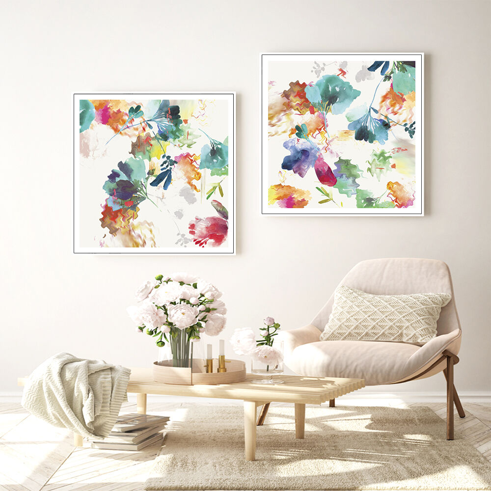 40cmx40cm Glitchy Floral 2 Sets White Frame Canvas Wall Art Price
