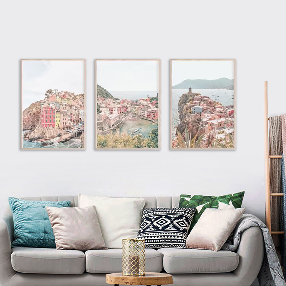70cmx100cm Italy Cinque Terre 3 Sets Wood Frame Canvas Wall Art Price