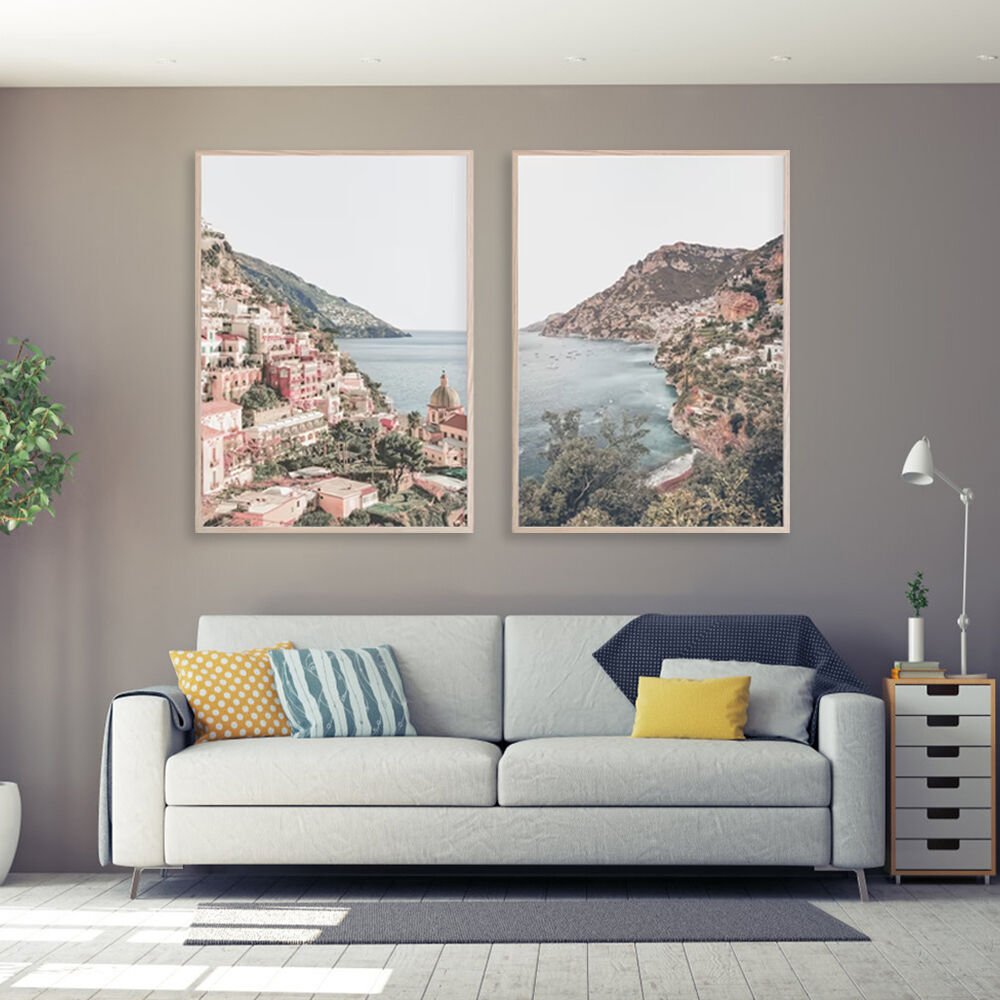100cmx150cm Italy Positano 2 Sets Wood Frame Canvas Wall Art Price