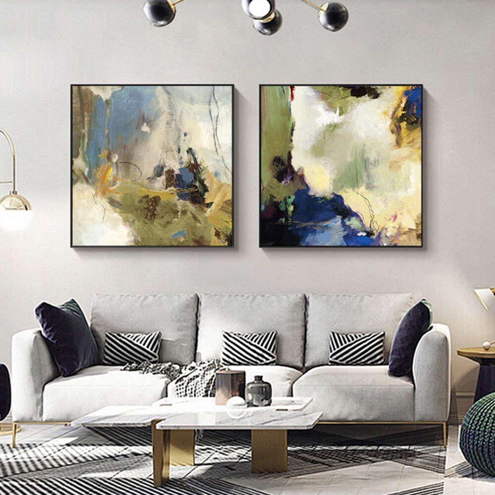 40cmx40cm Abstract Blue 2 Sets Black Frame Canvas Wall Art Price