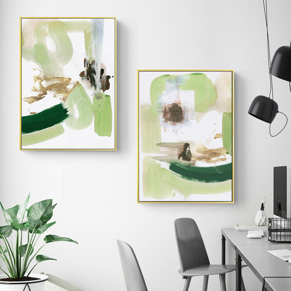 40cmx60cm Abstract Green Mint 2 Sets Gold Frame Canvas Wall Art Price