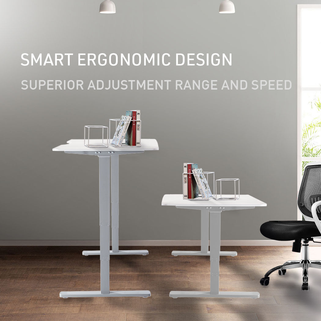 Sit To Stand Up Standing Desk, 120x60cm, 72-118cm Electric Height Adjustable, 70kg Rated, White/White Frame Price