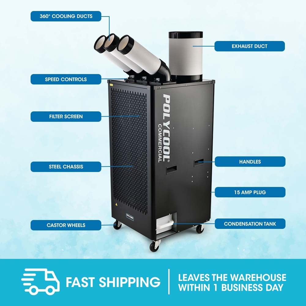 POLYCOOL 6.5kW Portable Industrial Spot Cooler, with Triple Cooling Ducts Price