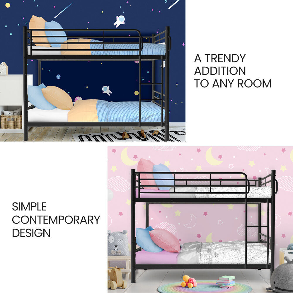 Kingston Slumber 2in1 Single Metal Bunk Bed Frame, with Modular Design, Dark Matte Grey Price
