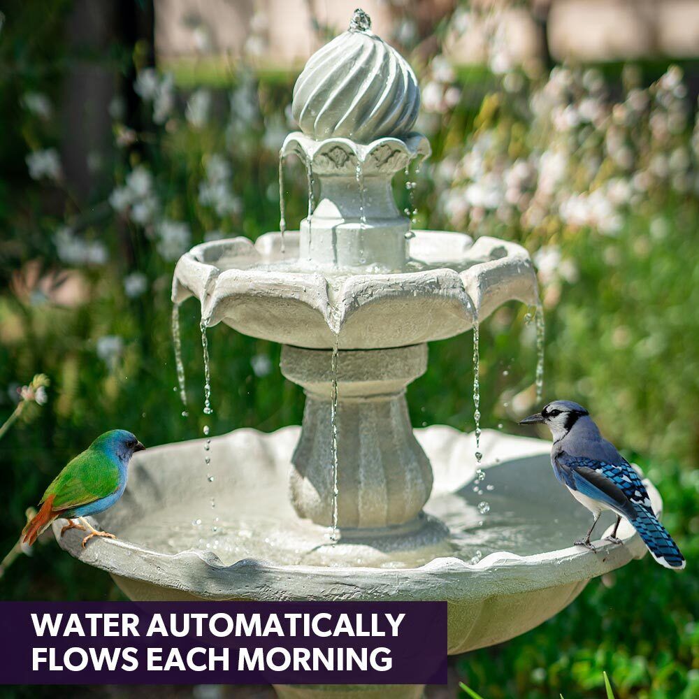 PROTEGE 3 Tier Solar Powered Water Feature Fountain Bird Bath - Light Grey Price