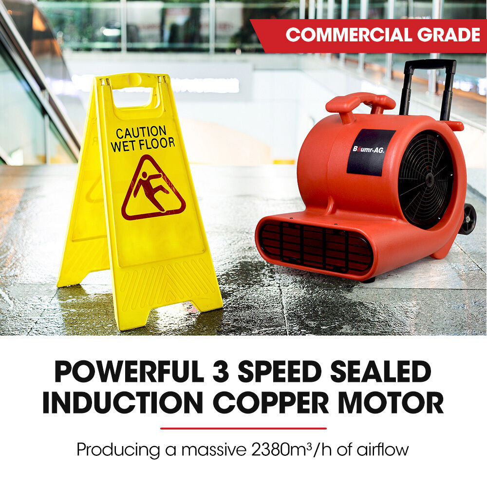 Baumr-AG 3-Speed Carpet Dryer Air Mover Blower Fan, 1400CFM, Sealed Copper Motor, Poly Housing, Telesscopic Handle and Wheels Price
