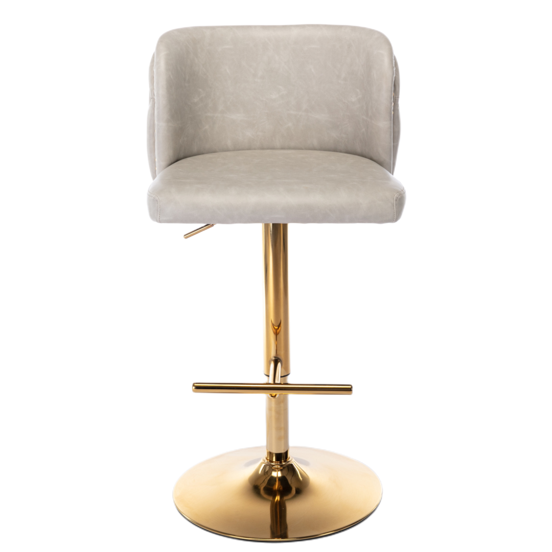 2x Faux Leather Golden Base Swivel Bar Stools- Beige Price