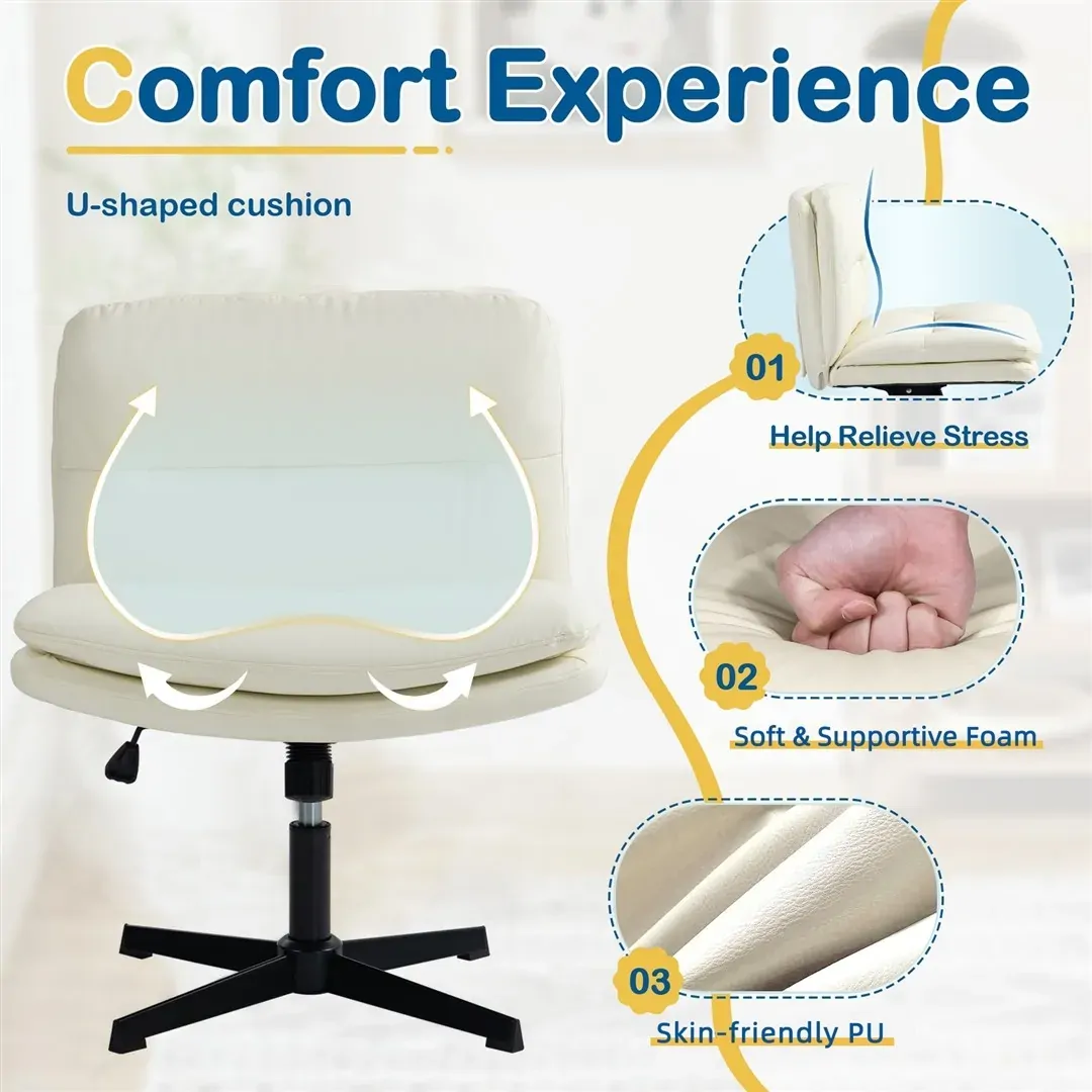 Faux Leather Home Office Chair -Beige Price