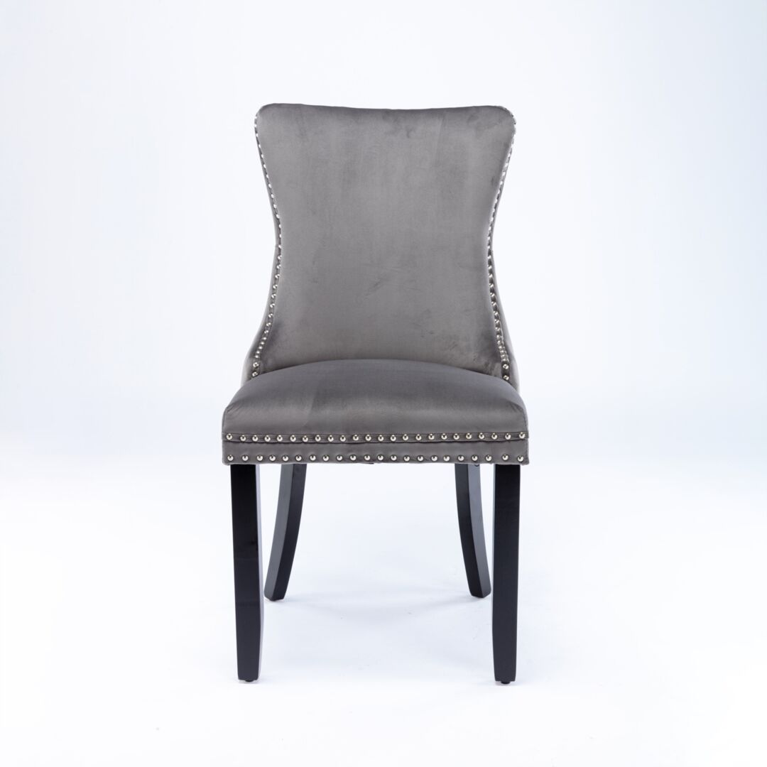 2x Velvet Upholstered Dining Chairs Tufted Wingback Side Chair with Studs Trim Solid Wood Legs for Kitchen Price