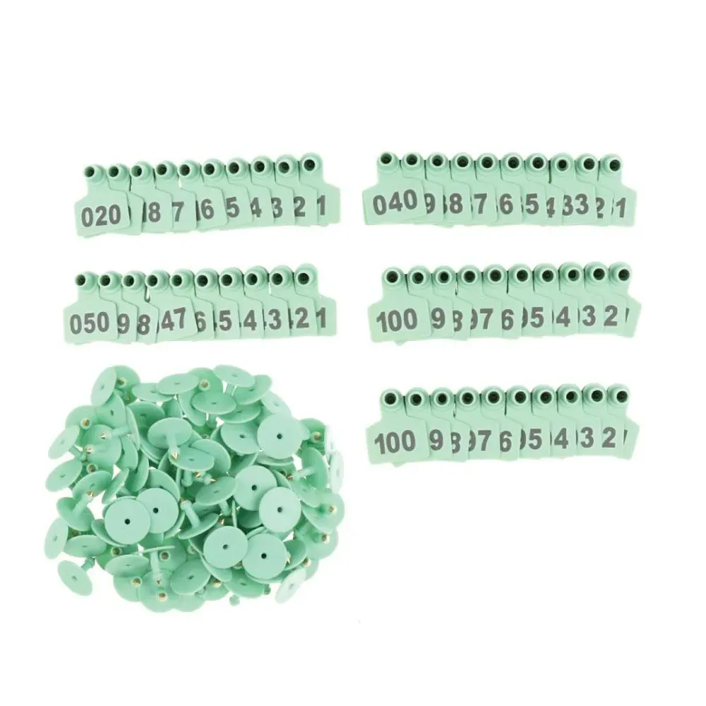 1-100 Cattle Number Ear Tag 6x7cm Set - Medium Green Sheep Livestock Label Price