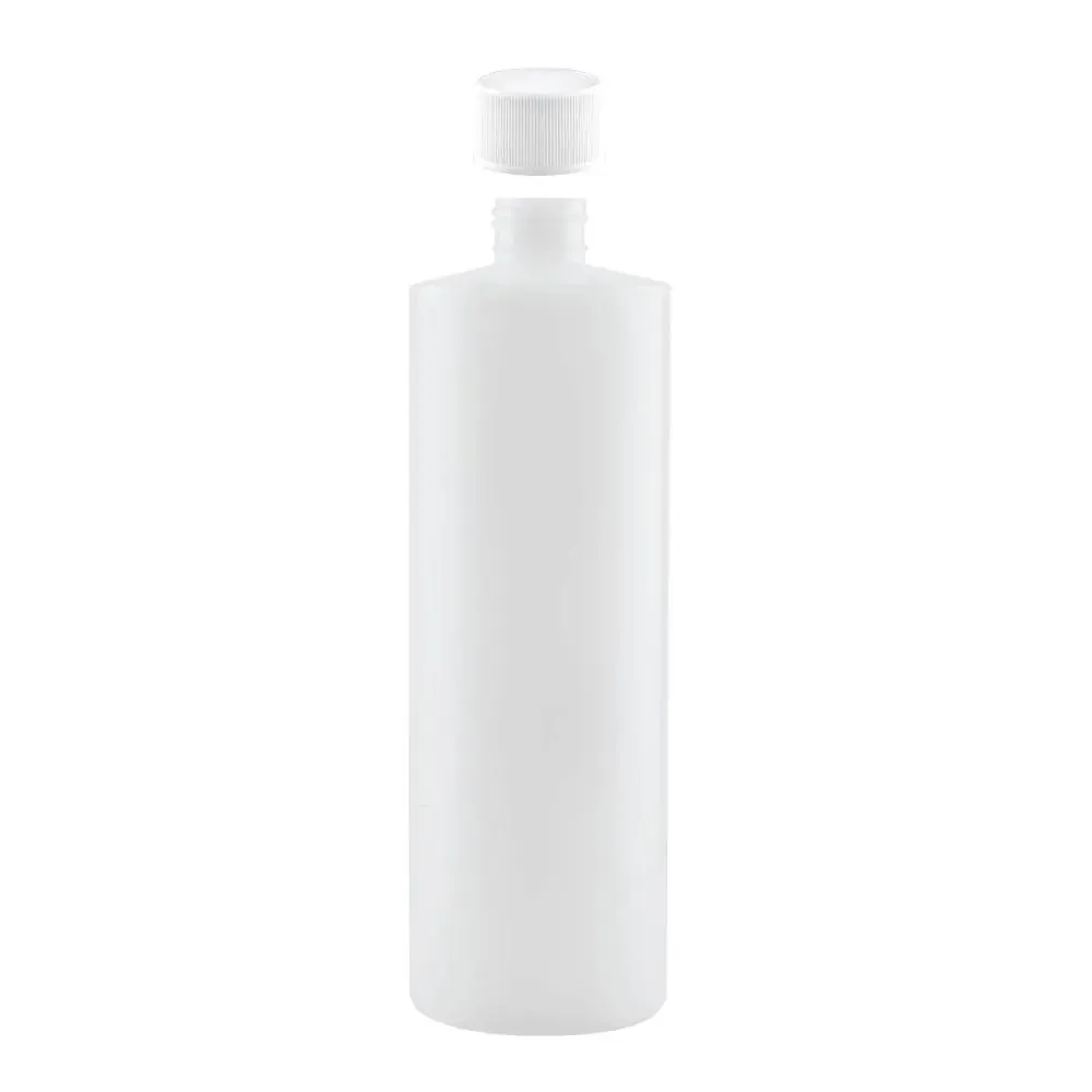 10x 500ml Clear HDPE Round Bottle + 28/410 Caps - Empty Plastic Food Storage Price