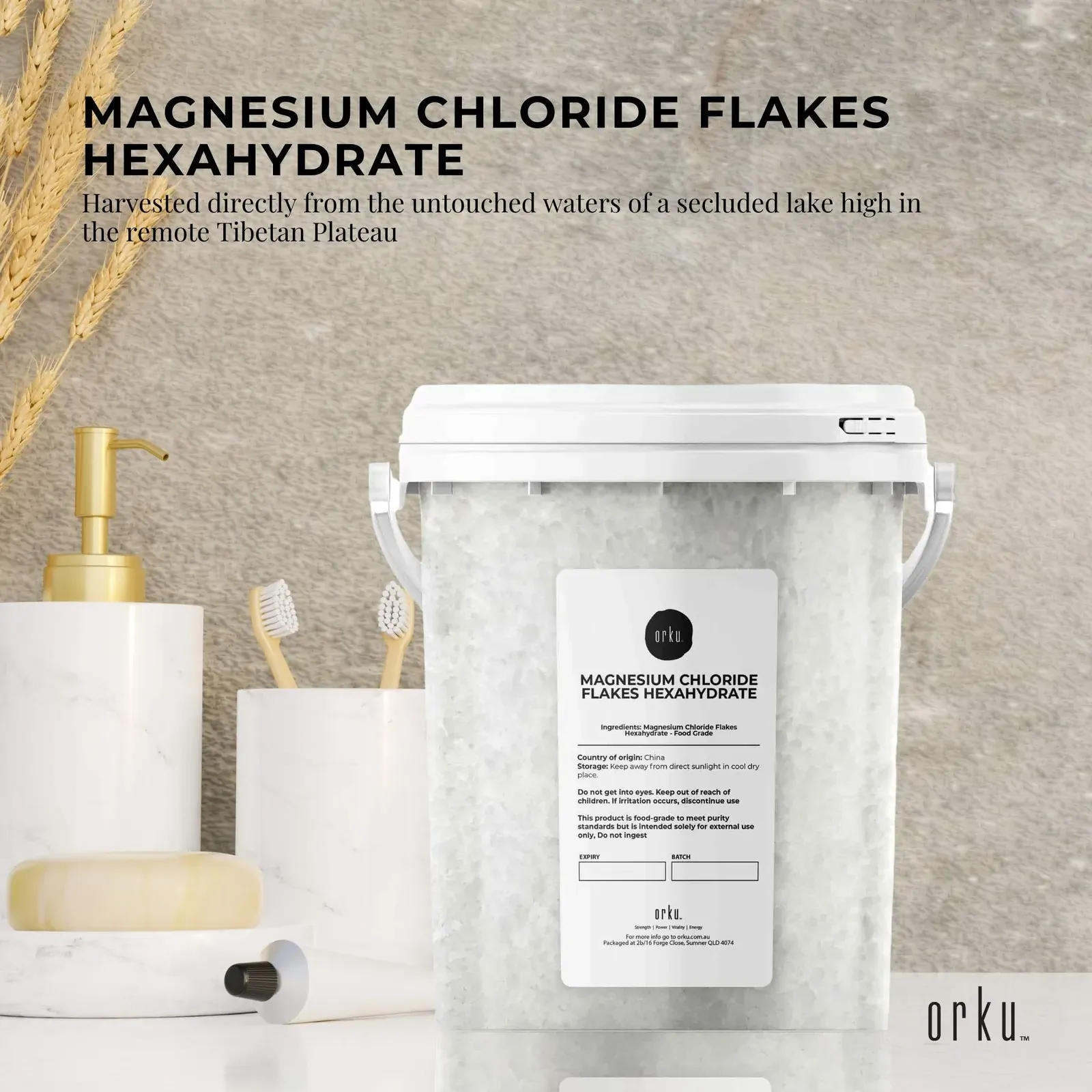 800g Magnesium Chloride Flakes Hexahydrate Tub - Organic USP Food Grade Salt Price