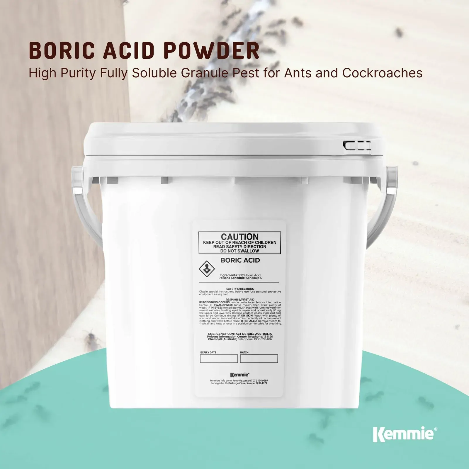 4.9Kg Boric Acid Powder Bucket 99.9% Pure Fully Soluble Granule Pest Ant Roaches Price