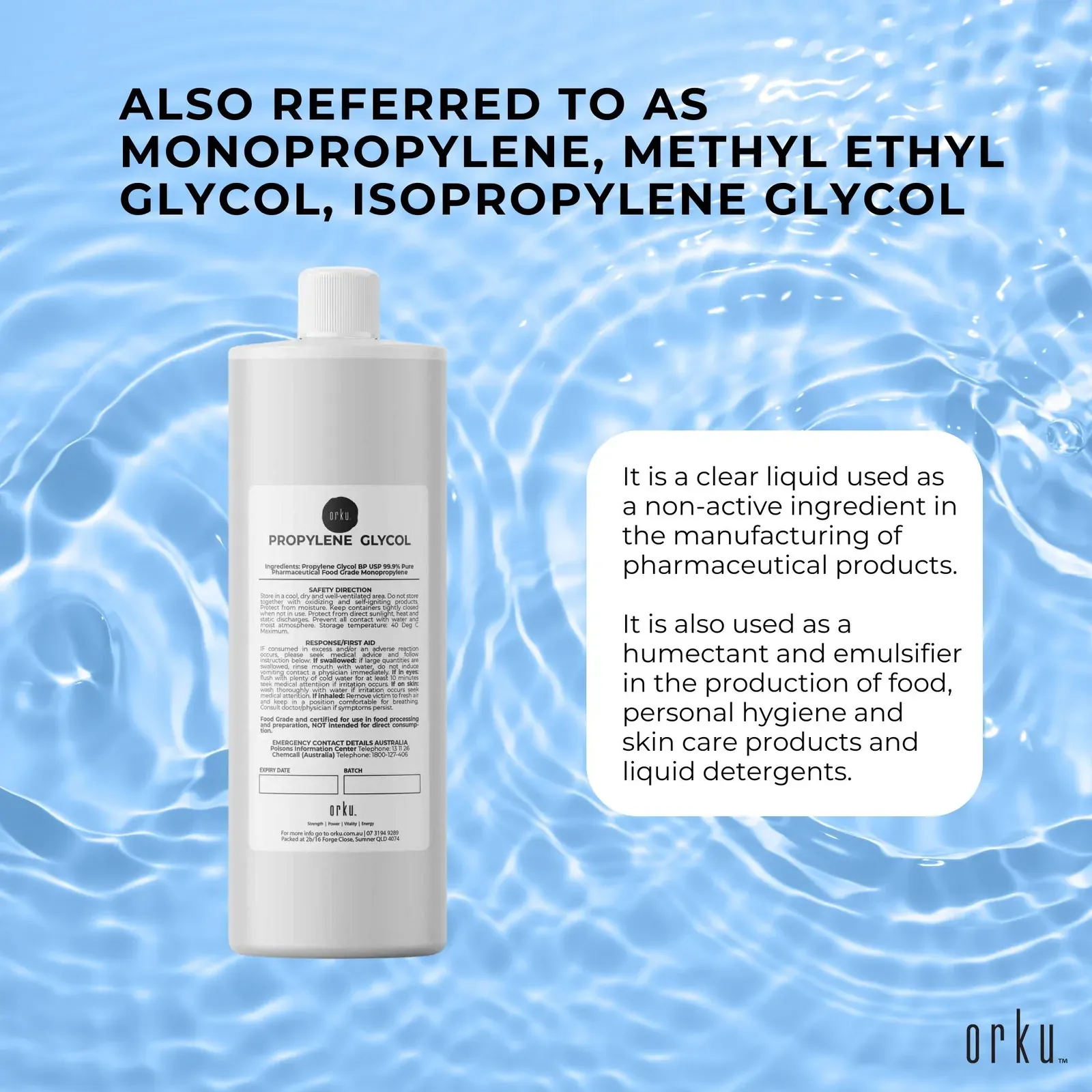 500ml Propylene Glycol BP USP 99.9% Pharmaceutical Food Grade Monopropylene Price