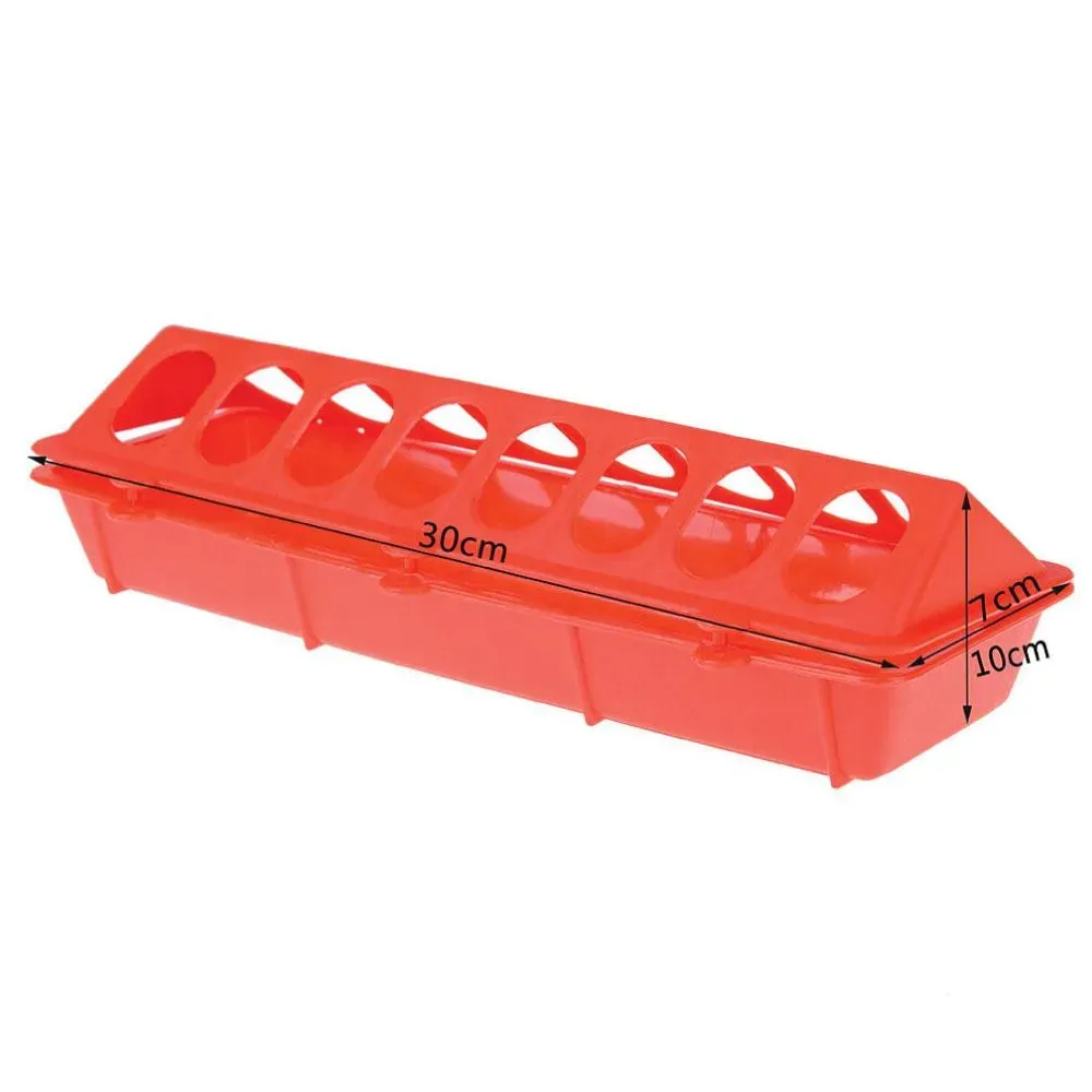 30cm Long Poultry Feeder Feeding Trough Chicken Chick Red Plastic Flip Top Container Price