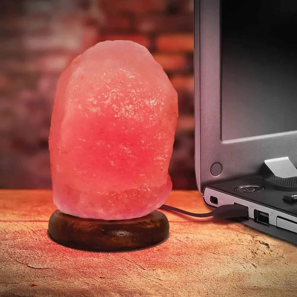 Red USB Himalayan Pink Salt Lamp - Colour Light Bulb - Mini Natural Rock Crystal Price