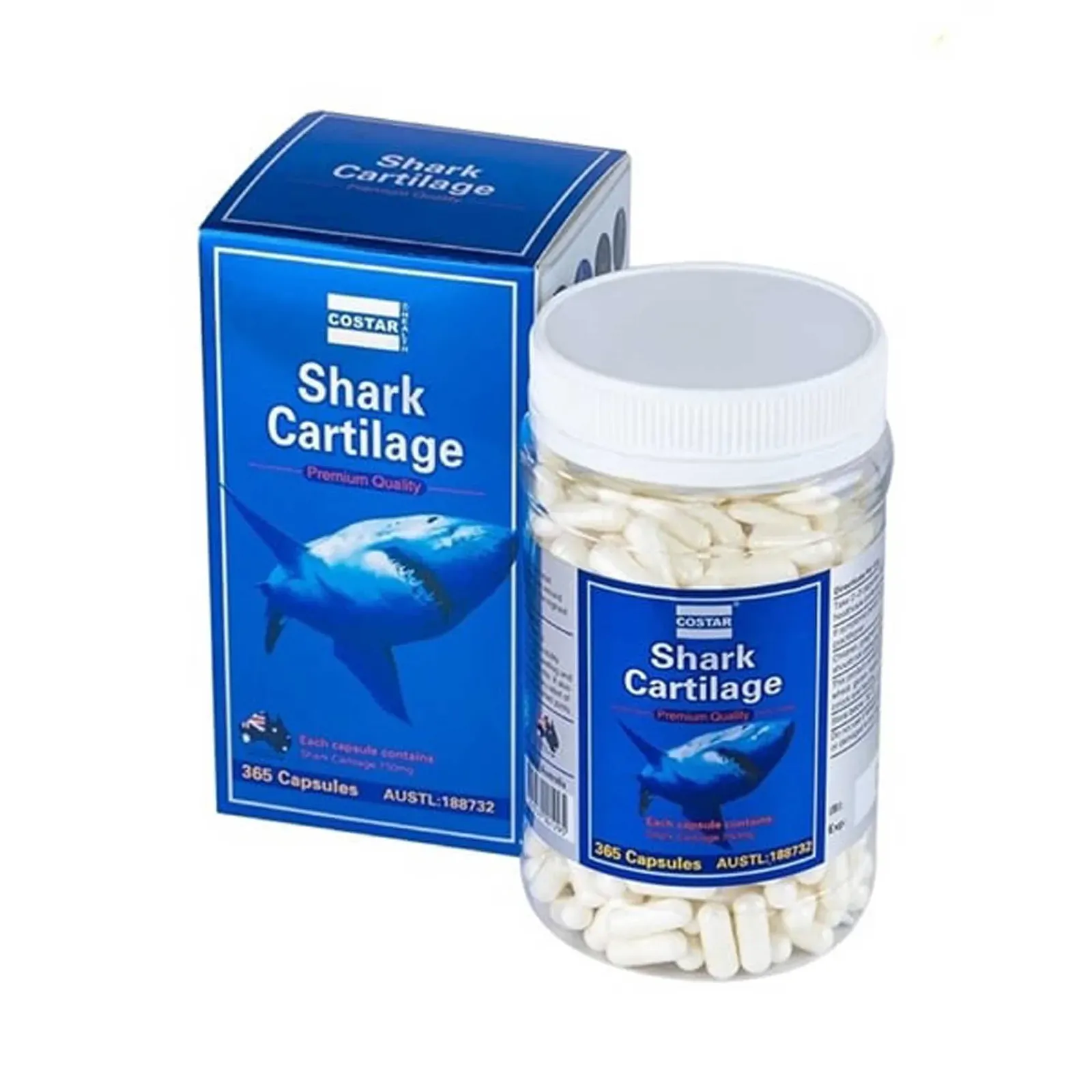 365x 750mg Blue Shark Cartilage Caps Costar Joint Anti Inflammatory Supplement Price